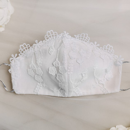White Lace Bridal Face Mask